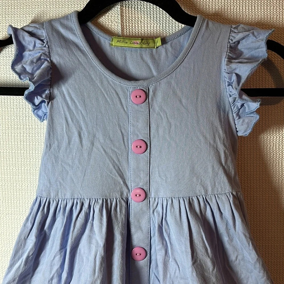 MILLIE LOVES LILY Flutter Sleeve Pinafore Girls Dress Size 6 - Picture 2 of 6